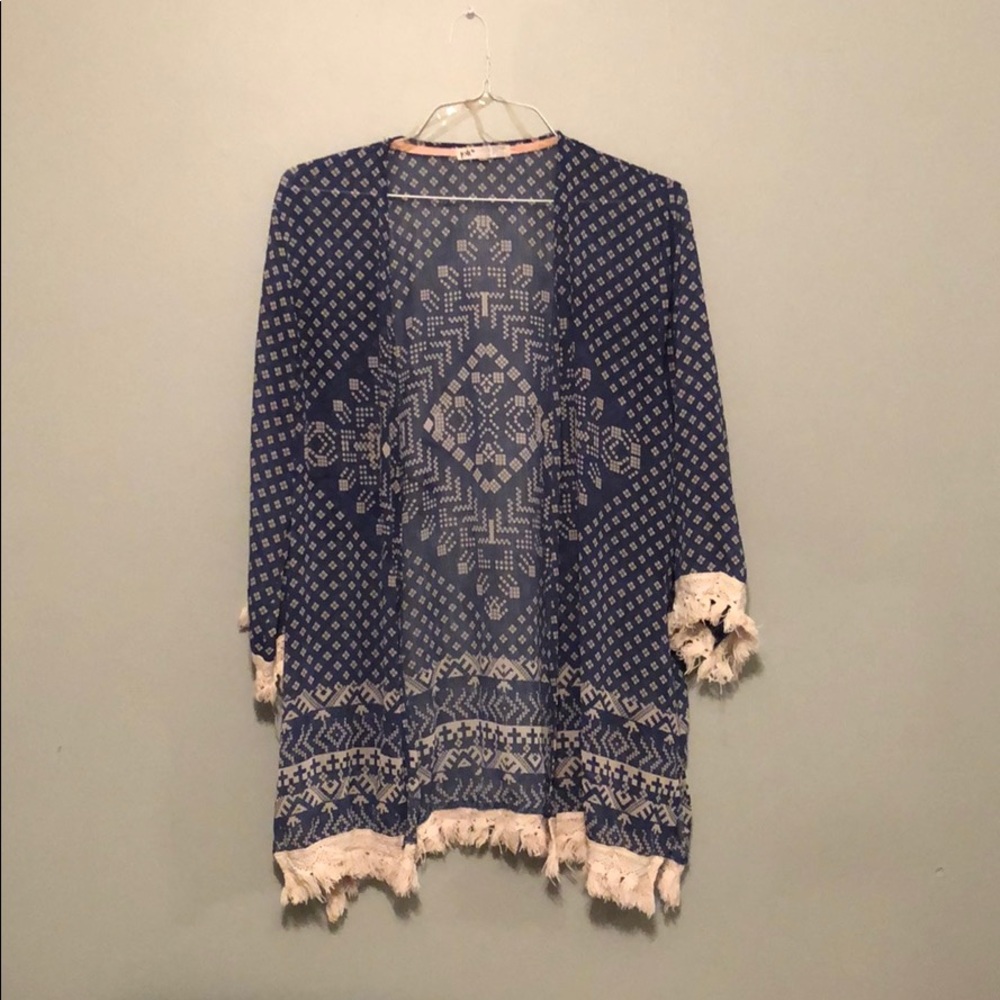 Blue & White Aztec-Like Cover-Up/Wrap